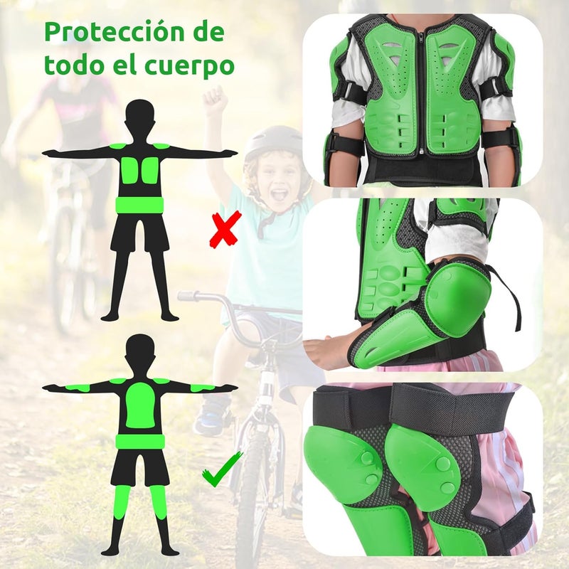 JUSTDOLIFE Youth Dirt Bike Gear, 5 PCS Motorcycle Armbor Protection Jacket, Kids Motorcycle Armor with Knee Pads Elbow Pads Chest Protector Racing for Outdoor Sports - Image 4
